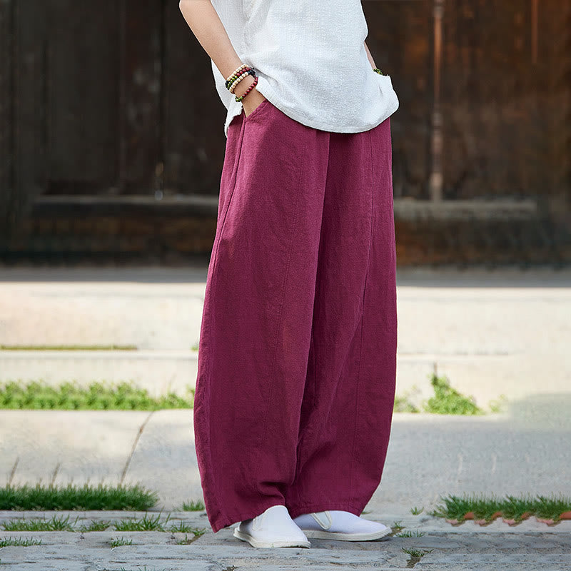 Pantaloni da donna in cotone ramiè con Buddha Stones, casual, tinta unita, con elastico in vita e fodera in pile - image 14