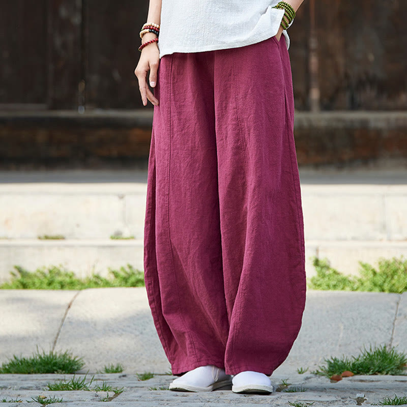 Pantaloni da donna in cotone ramiè con Buddha Stones, casual, tinta unita, con elastico in vita e fodera in pile - image 13