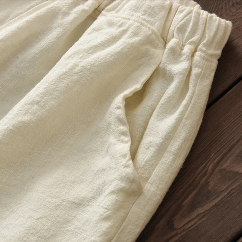 Pantaloni da donna in cotone ramiè con Buddha Stones, casual, tinta unita, con elastico in vita e fodera in pile - image 9