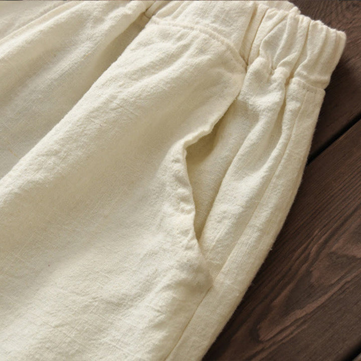 Pantaloni da donna in cotone ramiè con Buddha Stones, casual, tinta unita, con elastico in vita e fodera in pile - image 9