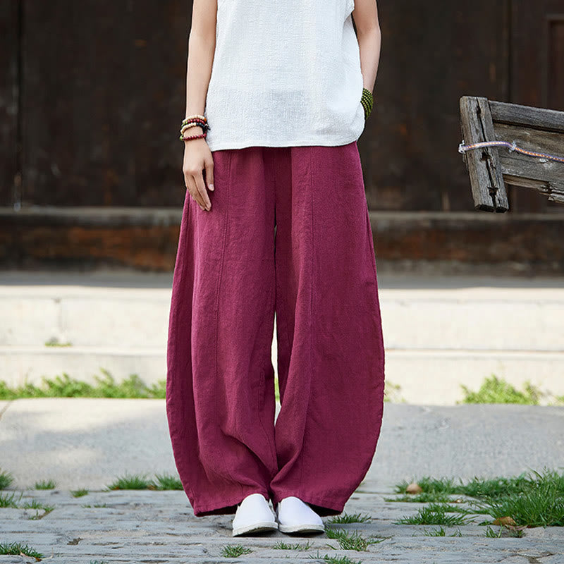 Pantaloni da donna in cotone ramiè con Buddha Stones, casual, tinta unita, con elastico in vita e fodera in pile - image 12