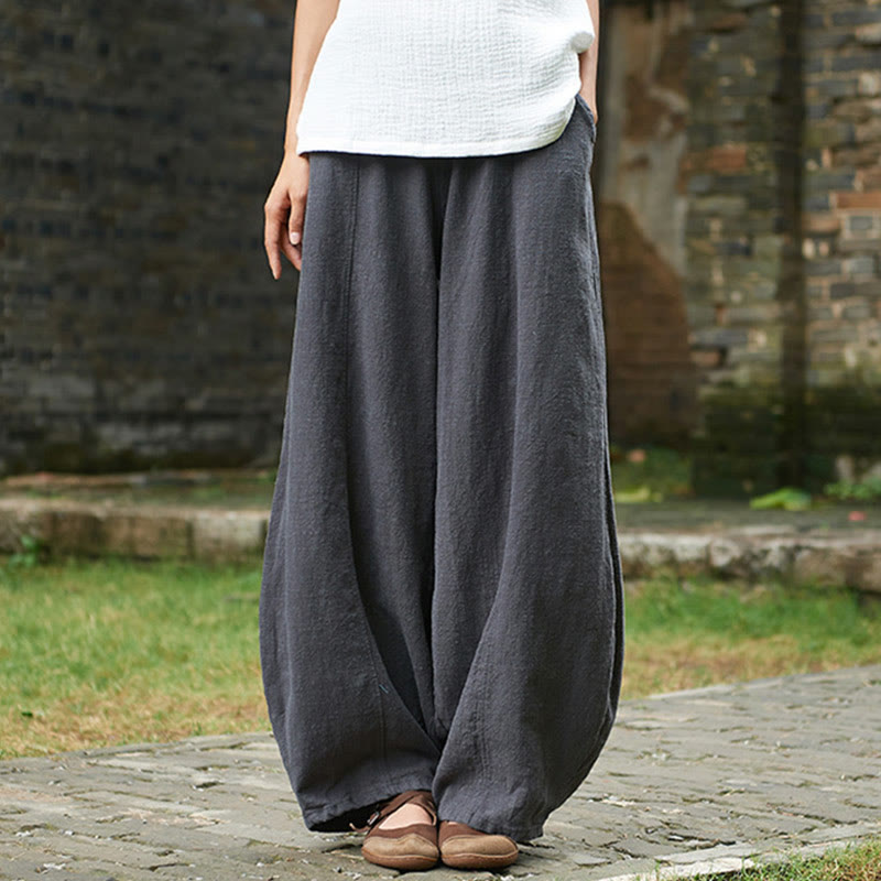 Pantaloni da donna in cotone ramiè con Buddha Stones, casual, tinta unita, con elastico in vita e fodera in pile - image 40
