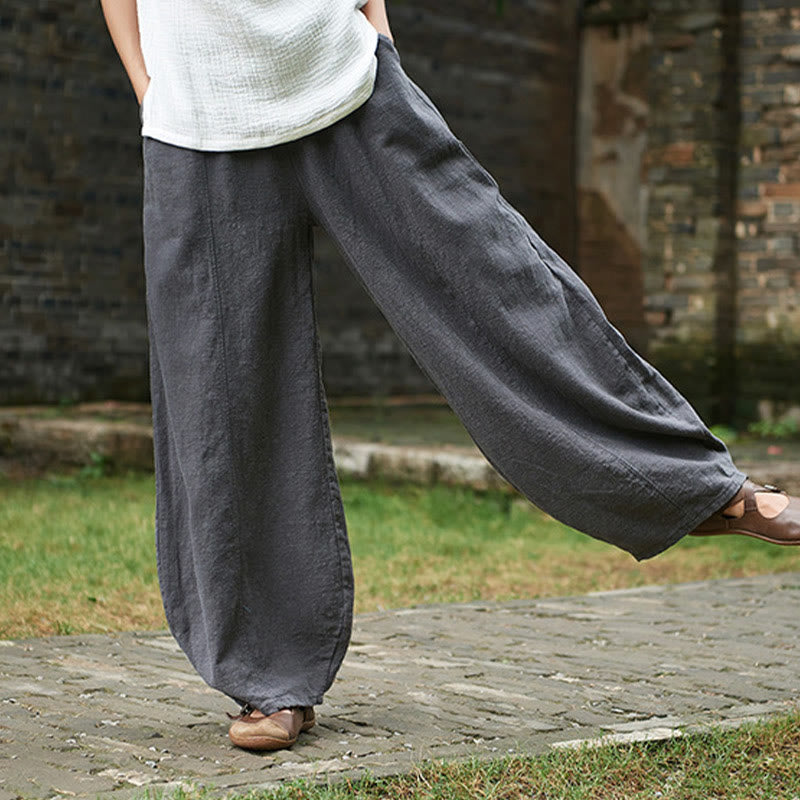 Pantaloni da donna in cotone ramiè con Buddha Stones, casual, tinta unita, con elastico in vita e fodera in pile - image 42