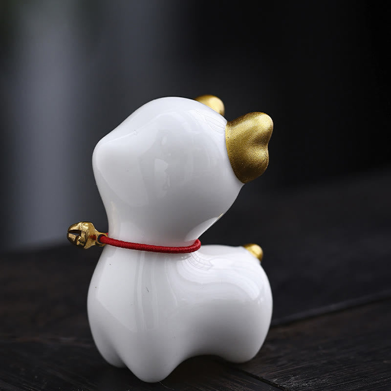 Buddha Stones Mini Cervo Tea Pet Ceramica Casa Scrivania Figurina Decorazione - Cervo bianco 4*2,7*5,3 cm - image 1