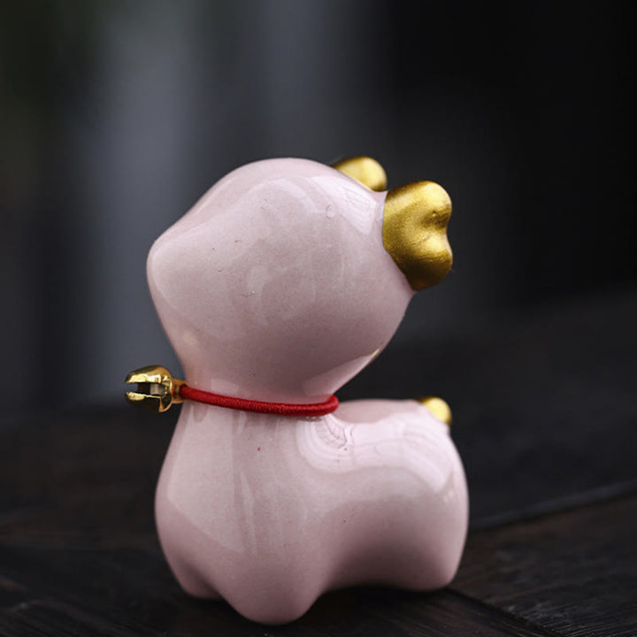 Buddha Stones Mini Cervo Tea Pet Ceramica Casa Scrivania Figurina Decorazione - Cervo rosa 4*2,7*5,3 cm - image 20