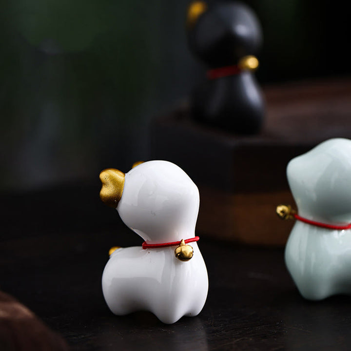 Buddha Stones Mini Cervo Tea Pet Ceramica Casa Scrivania Figurina Decorazione