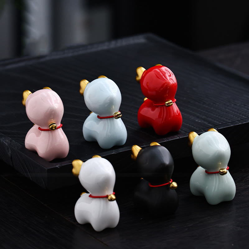 Buddha Stones Mini Cervo Tea Pet Ceramica Casa Scrivania Figurina Decorazione