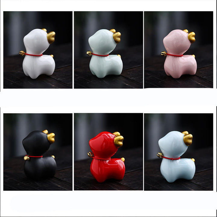 Buddha Stones Mini Cervo Tea Pet Ceramica Casa Scrivania Figurina Decorazione
