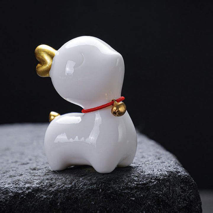Buddha Stones Mini Cervo Tea Pet Ceramica Casa Scrivania Figurina Decorazione