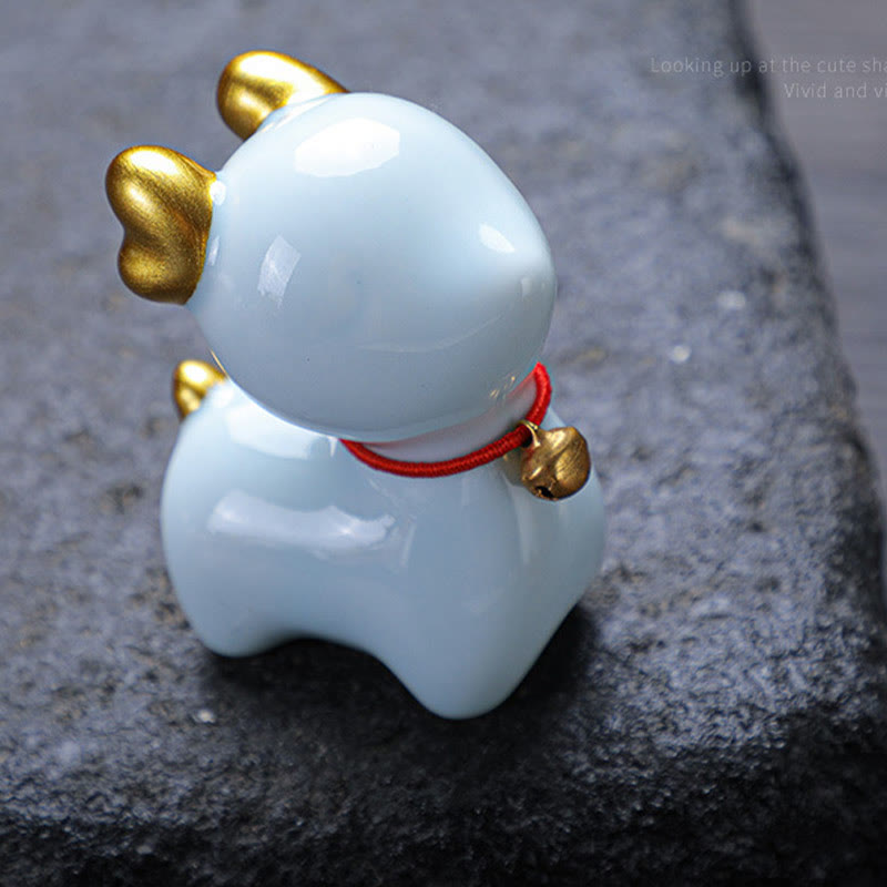 Buddha Stones Mini Cervo Tea Pet Ceramica Casa Scrivania Figurina Decorazione