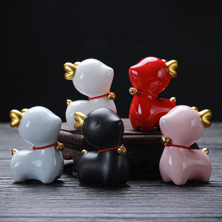 Buddha Stones Mini Cervo Tea Pet Ceramica Casa Scrivania Figurina Decorazione