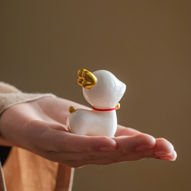 Buddha Stones Mini Cervo Tea Pet Ceramica Casa Scrivania Figurina Decorazione