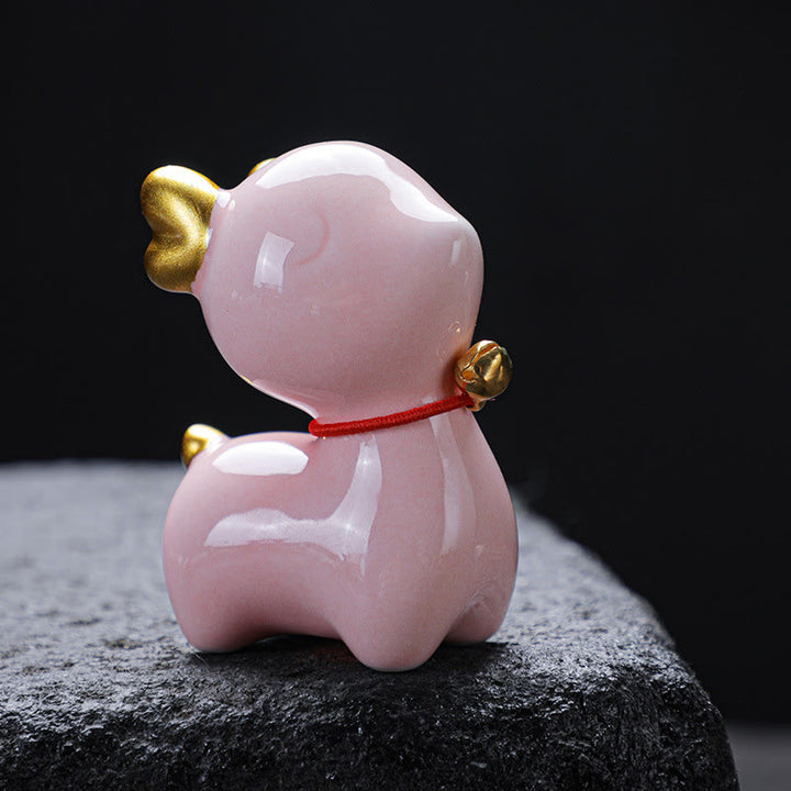 Buddha Stones Mini Cervo Tea Pet Ceramica Casa Scrivania Figurina Decorazione