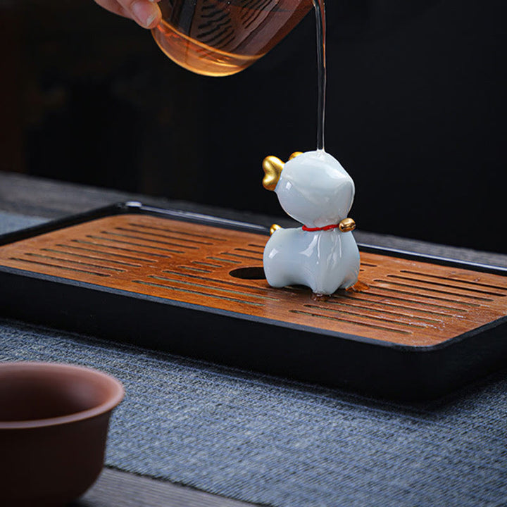 Buddha Stones Mini Cervo Tea Pet Ceramica Casa Scrivania Figurina Decorazione
