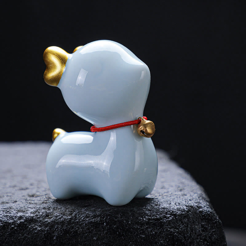 Buddha Stones Mini Cervo Tea Pet Ceramica Casa Scrivania Figurina Decorazione