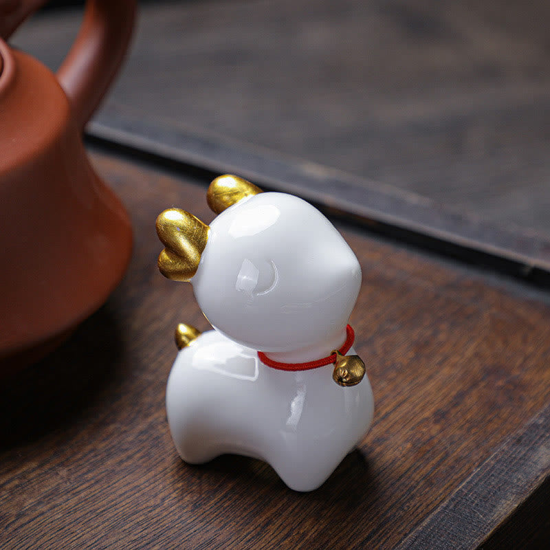 Buddha Stones Mini Cervo Tea Pet Ceramica Casa Scrivania Figurina Decorazione