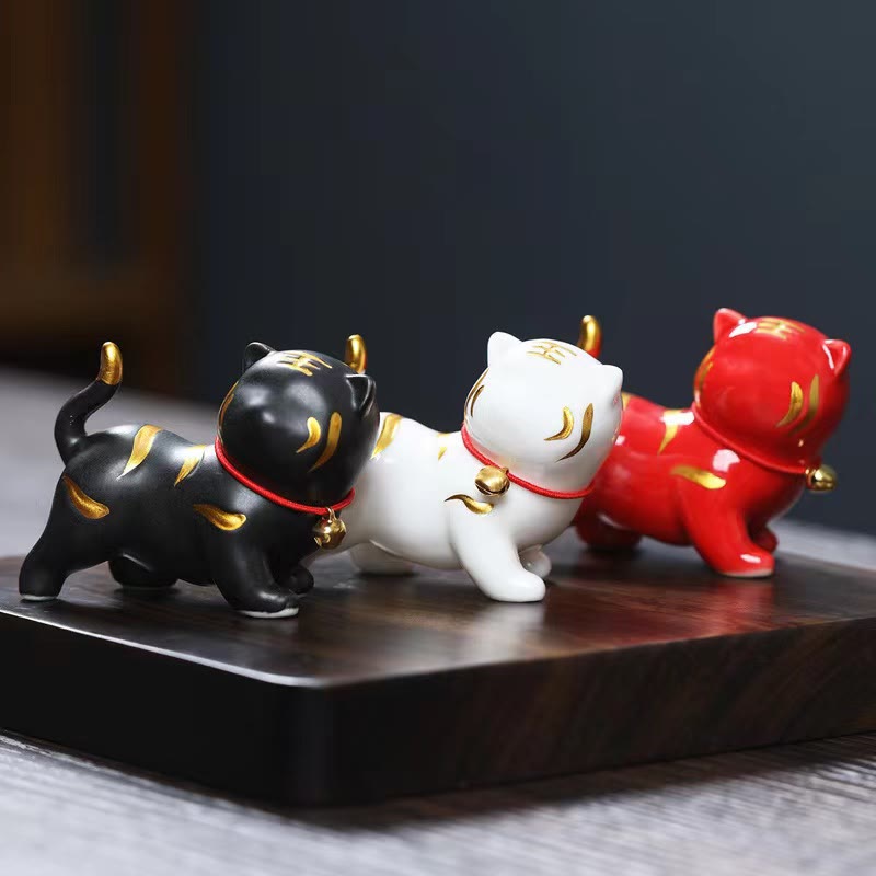 Buddha Stones Mini Carino Tigre Tea Pet Ceramica Casa Scrivania Figurina Decorazione - image 0