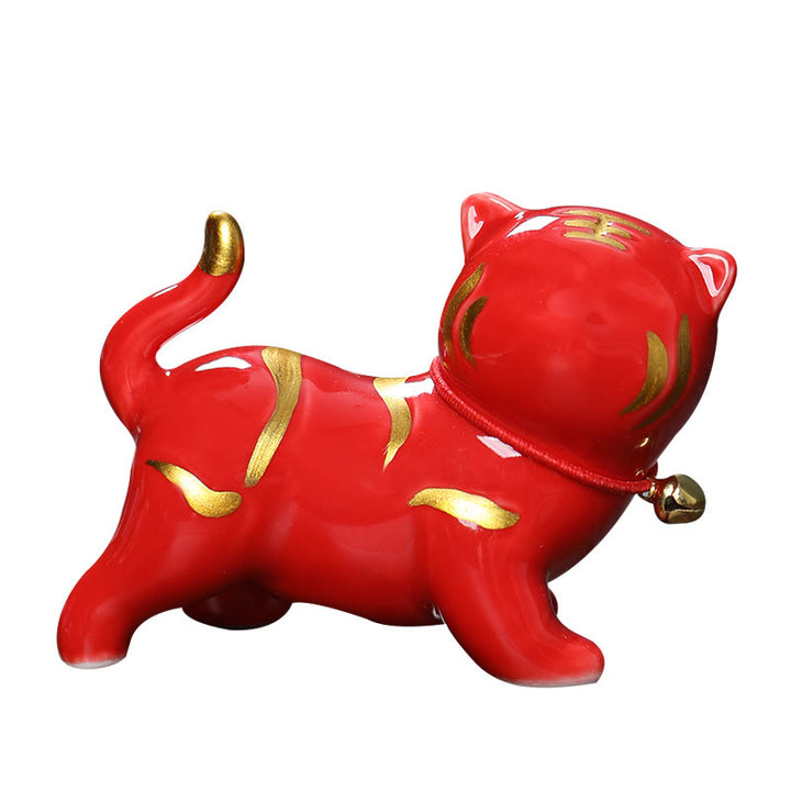 Buddha Stones Mini Carino Tigre Tea Pet Ceramica Casa Scrivania Figurina Decorazione