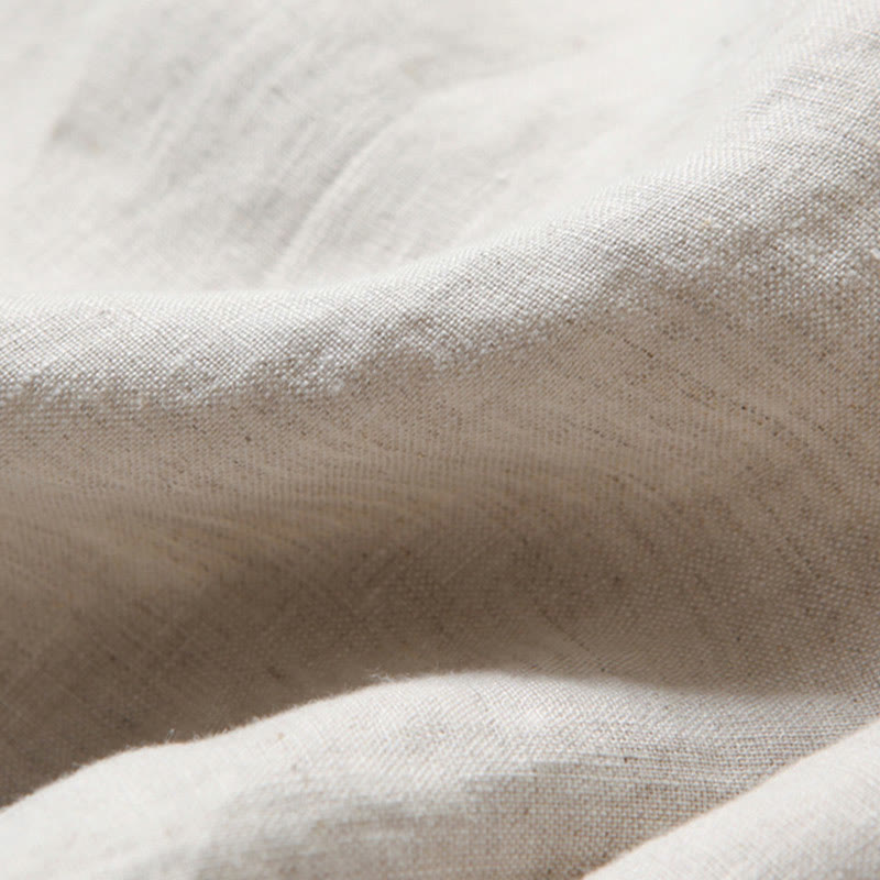 Pantaloni a gamba larga in cotone e lino tinta unita con vita alta e tasche Buddha Stones - image 13