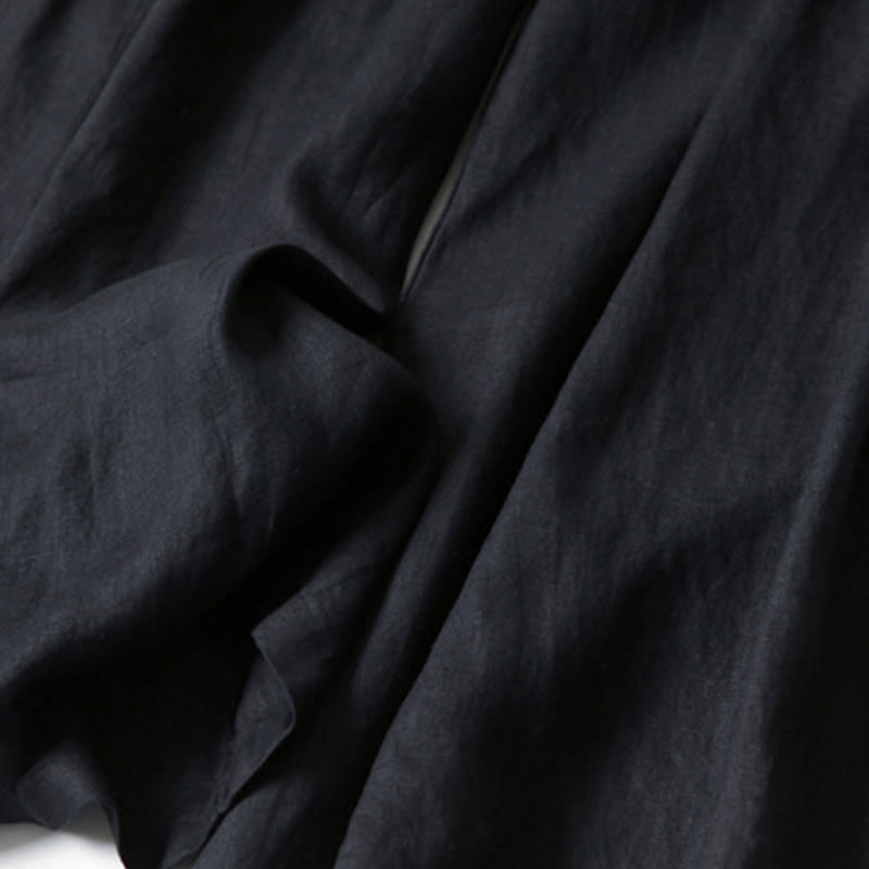 Pantaloni a gamba larga in cotone e lino tinta unita con vita alta e tasche Buddha Stones - image 23