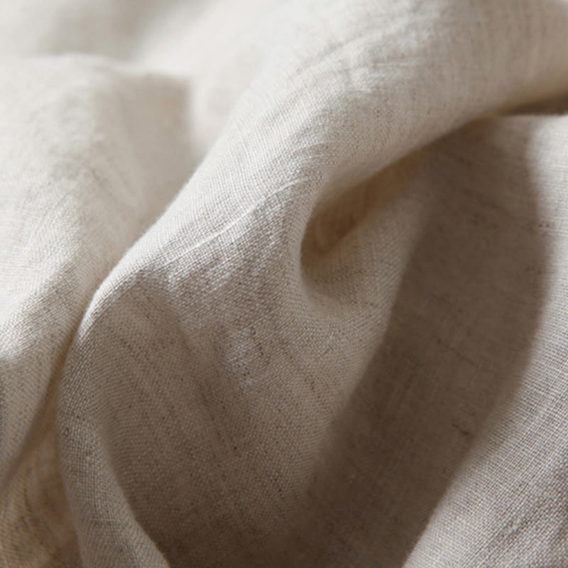 Pantaloni a gamba larga in cotone e lino tinta unita con vita alta e tasche Buddha Stones - image 15