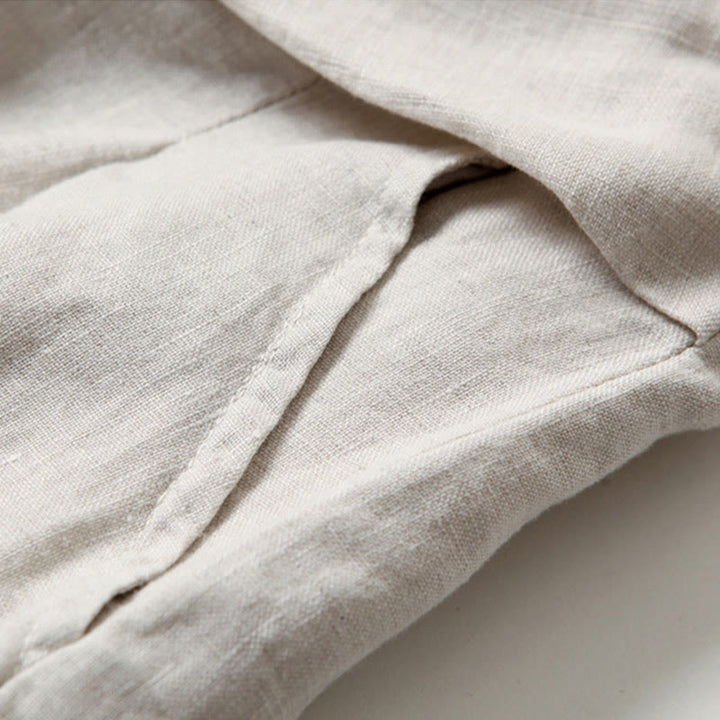 Pantaloni a gamba larga in cotone e lino tinta unita con vita alta e tasche Buddha Stones - image 16