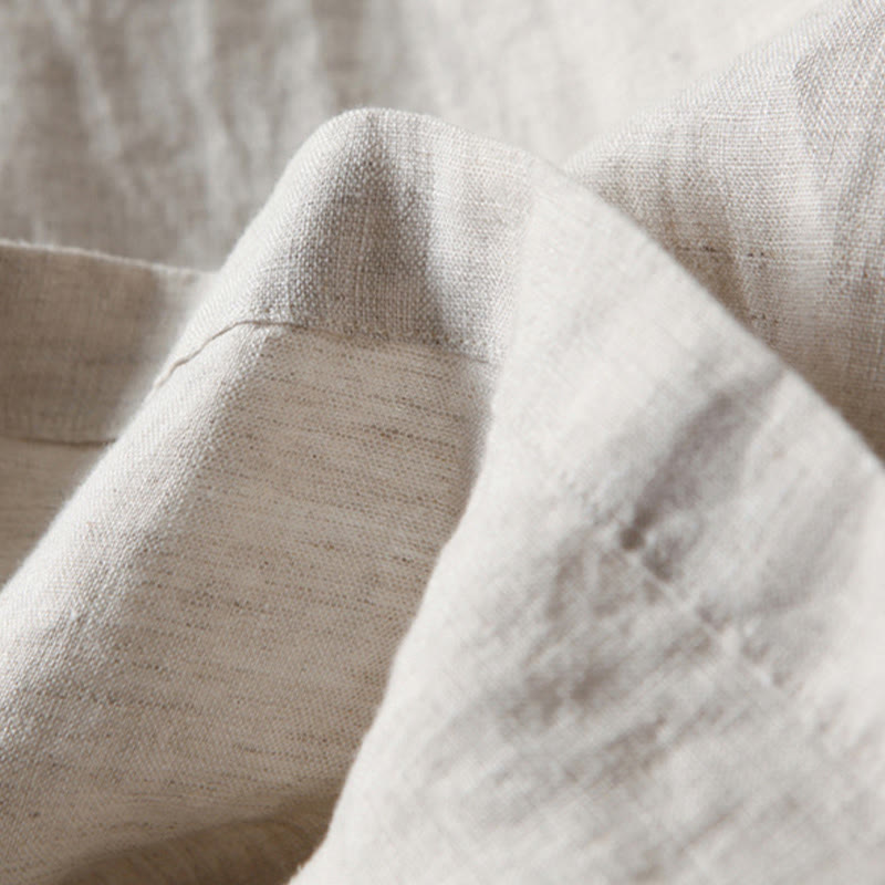 Pantaloni a gamba larga in cotone e lino tinta unita con vita alta e tasche Buddha Stones - image 17