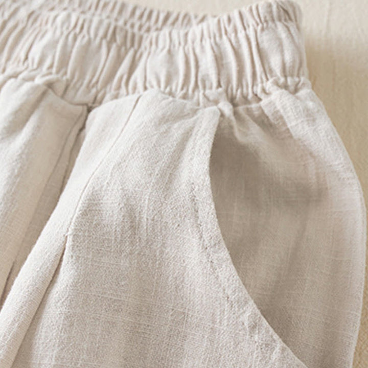 Pantaloni da donna in cotone e lino tinta unita Buddha Stones con tasche - image 11
