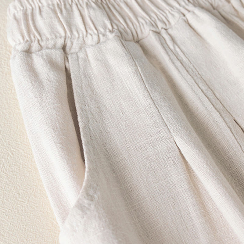 Pantaloni da donna in cotone e lino tinta unita Buddha Stones con tasche - image 12