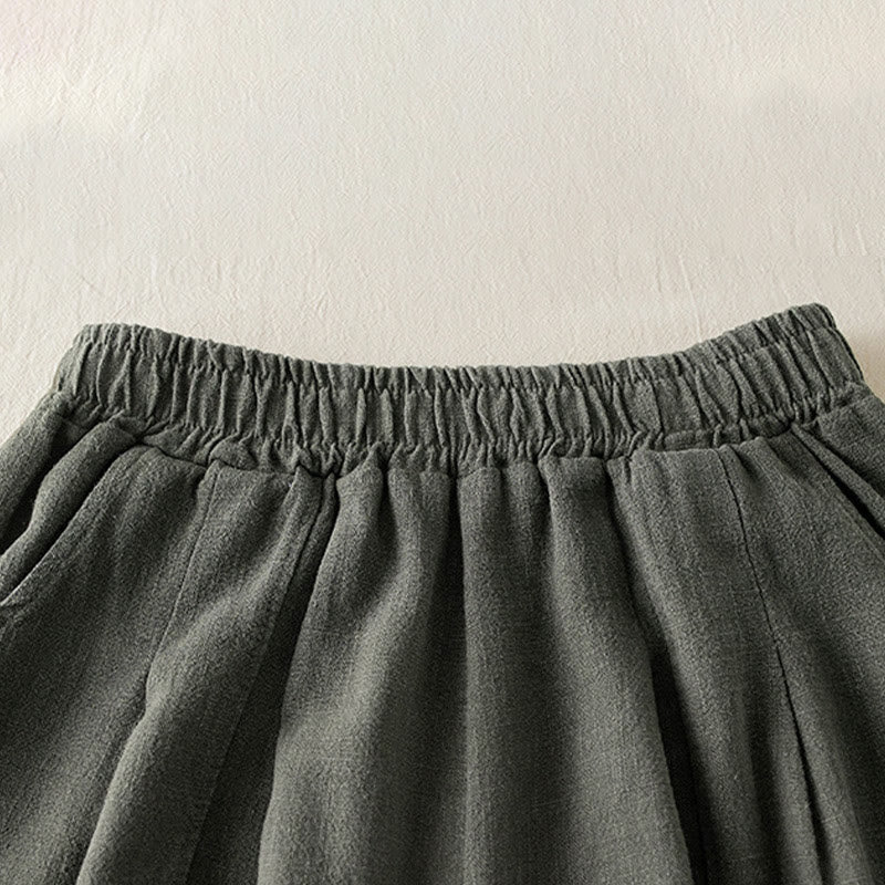 Pantaloni da donna in cotone e lino tinta unita Buddha Stones con tasche - image 4