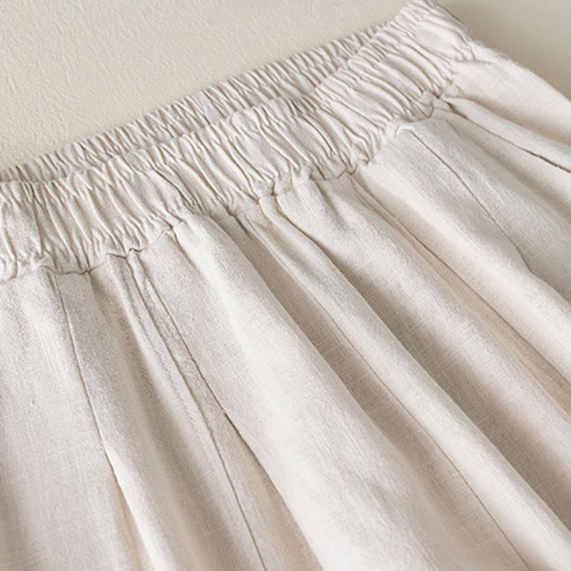 Pantaloni da donna in cotone e lino tinta unita Buddha Stones con tasche - image 10