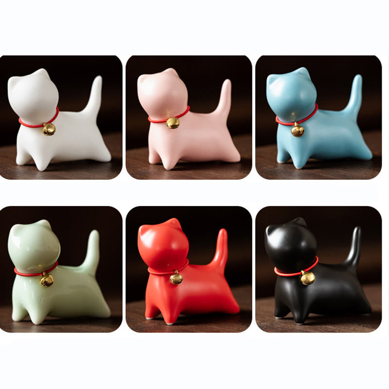 Buddha Stones Mini Carino in Piedi Sdraiato Gatto Tè Animale Domestico Ceramica Casa Scrivania Figurina Decorazione - image 15