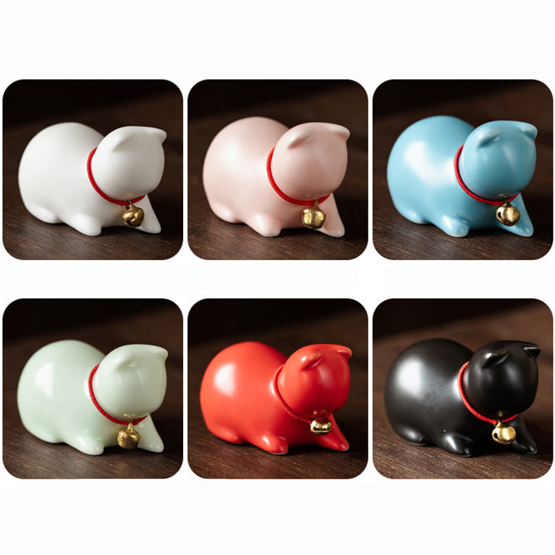 Buddha Stones Mini Carino in Piedi Sdraiato Gatto Tè Animale Domestico Ceramica Casa Scrivania Figurina Decorazione - image 26
