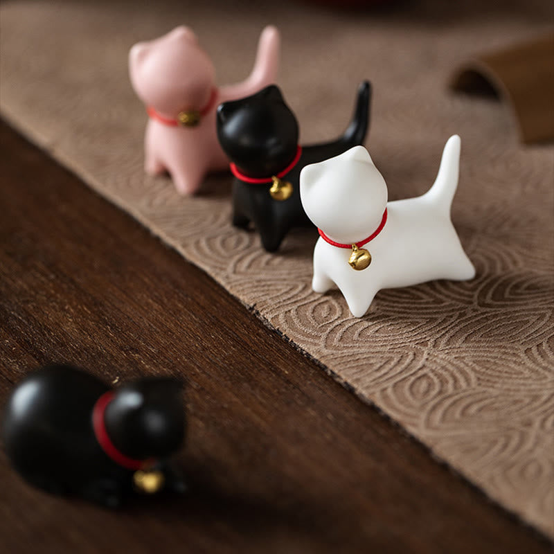 Buddha Stones Mini Carino in Piedi Sdraiato Gatto Tè Animale Domestico Ceramica Casa Scrivania Figurina Decorazione - image 16