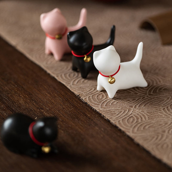 Buddha Stones Mini Carino in Piedi Sdraiato Gatto Tè Animale Domestico Ceramica Casa Scrivania Figurina Decorazione - image 16