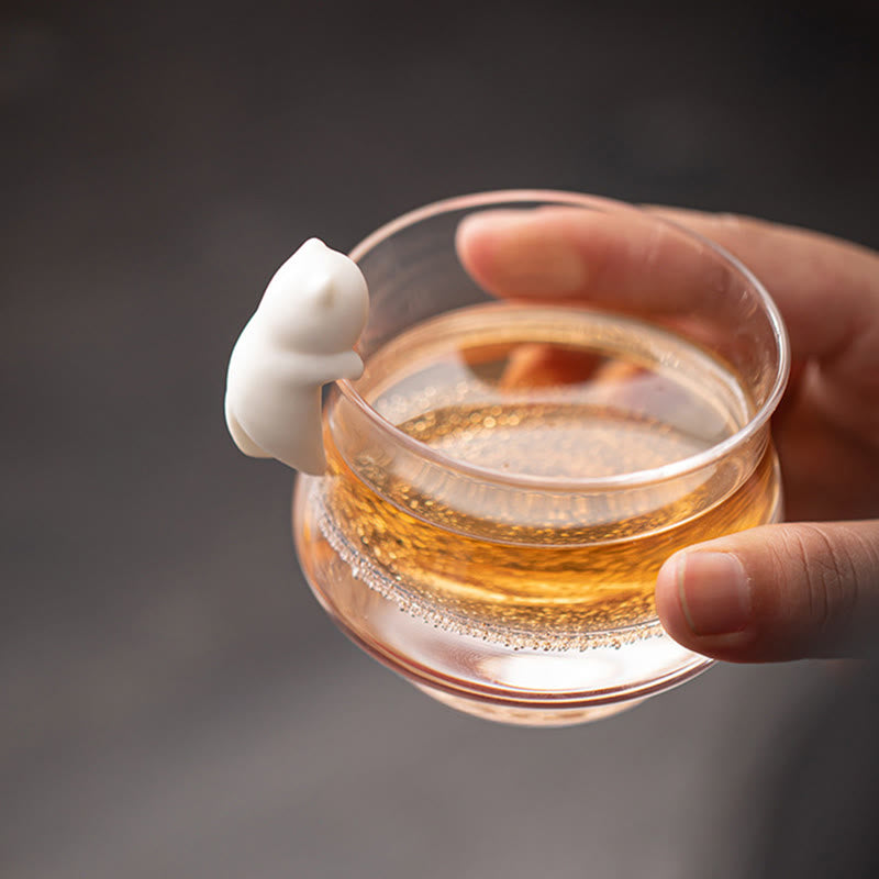 Buddha Stones Mini Hanging White Cat Tea Pet Ceramica Casa Scrivania Figurina Decorazione - image 1