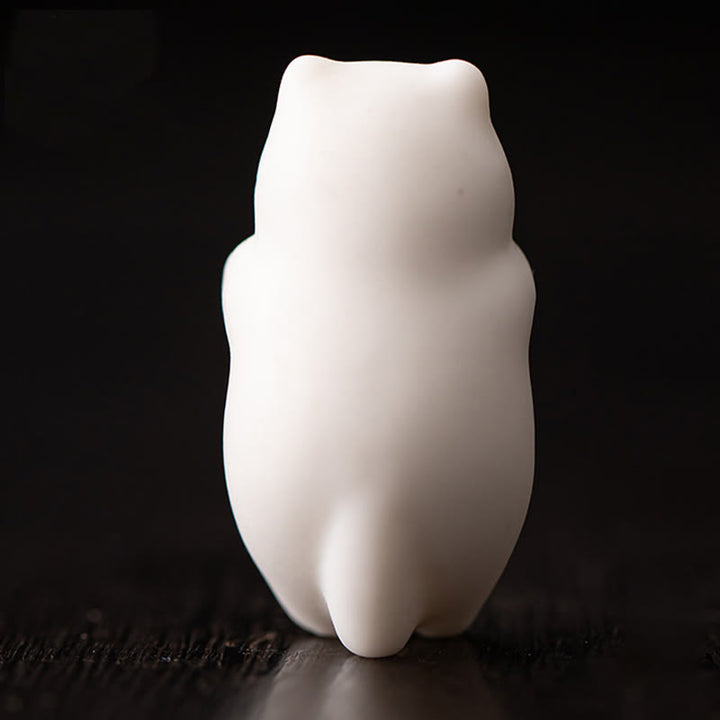 Buddha Stones Mini Hanging White Cat Tea Pet Ceramica Casa Scrivania Figurina Decorazione - image 4