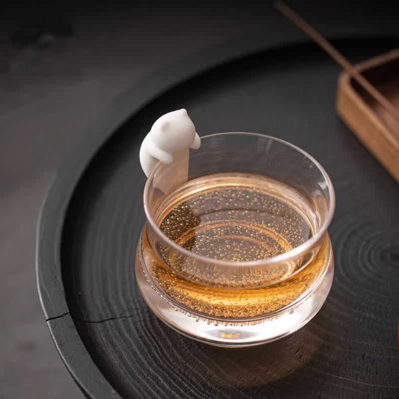 Buddha Stones Mini Hanging White Cat Tea Pet Ceramica Casa Scrivania Figurina Decorazione - Piccolo gatto appeso 2*1,8*3,6 cm - image 0