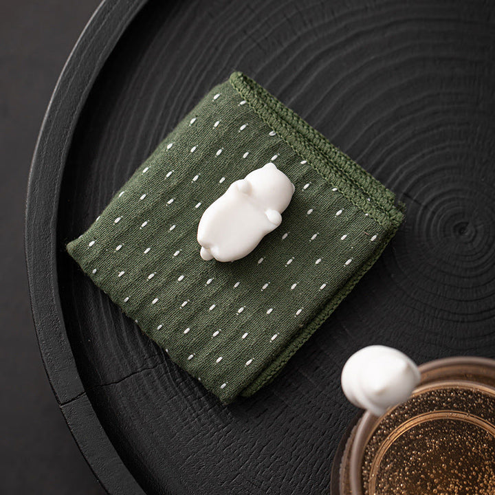 Buddha Stones Mini Hanging White Cat Tea Pet Ceramica Casa Scrivania Figurina Decorazione - image 11