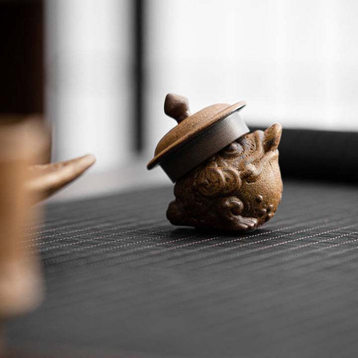 Buddha Stones Mini Standing Cat Feng Shui Rana Rospo Tè Animale Domestico Ceramica Casa Scrivania Figurina Decorazione