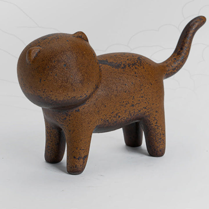 Buddha Stones Mini Standing Cat Feng Shui Rana Rospo Tè Animale Domestico Ceramica Casa Scrivania Figurina Decorazione - image 10