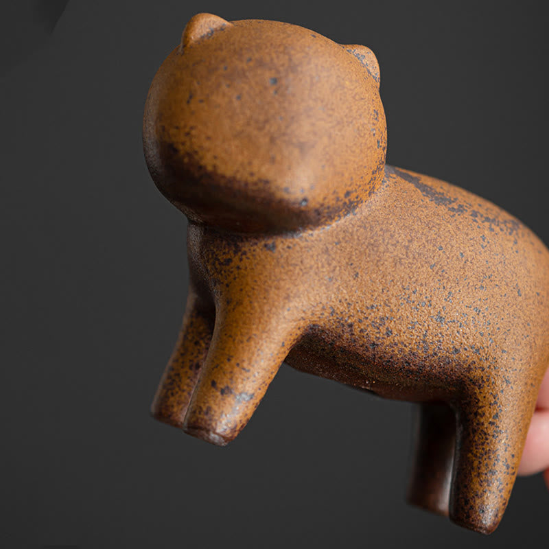 Buddha Stones Mini Standing Cat Feng Shui Rana Rospo Tè Animale Domestico Ceramica Casa Scrivania Figurina Decorazione - image 7