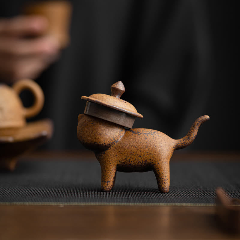 Buddha Stones Mini Standing Cat Feng Shui Rana Rospo Tè Animale Domestico Ceramica Casa Scrivania Figurina Decorazione - image 4