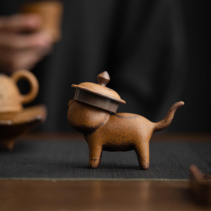 Buddha Stones Mini Standing Cat Feng Shui Rana Rospo Tè Animale Domestico Ceramica Casa Scrivania Figurina Decorazione - image 4