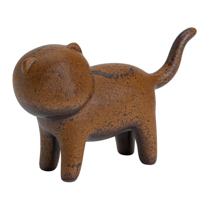 Buddha Stones Mini Standing Cat Feng Shui Rana Rospo Tè Animale Domestico Ceramica Casa Scrivania Figurina Decorazione