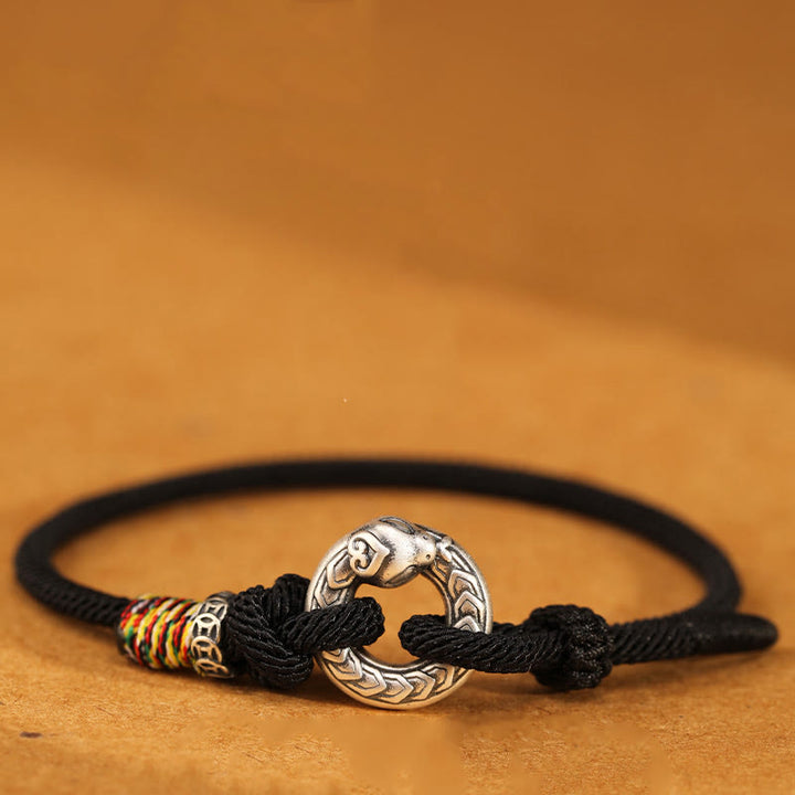 Braccialetto Buddha Stones Red String 999 Sterling Silver Peace Buckle Coin Anno del serpente Forza - Cordino nero 999 Sterling Silver - 18-20 cm - image 14