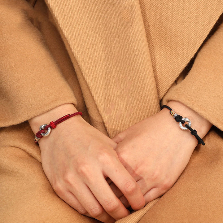 Braccialetto Buddha Stones Red String 999 Sterling Silver Peace Buckle Coin Anno del serpente Forza - image 12