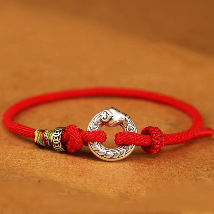 Braccialetto Buddha Stones Red String 999 Sterling Silver Peace Buckle Coin Anno del serpente Forza - Cordino rosso 999 Sterling Silver - 18-20 cm - image 13