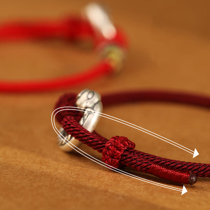 Braccialetto Buddha Stones Red String 999 Sterling Silver Peace Buckle Coin Anno del serpente Forza - image 8
