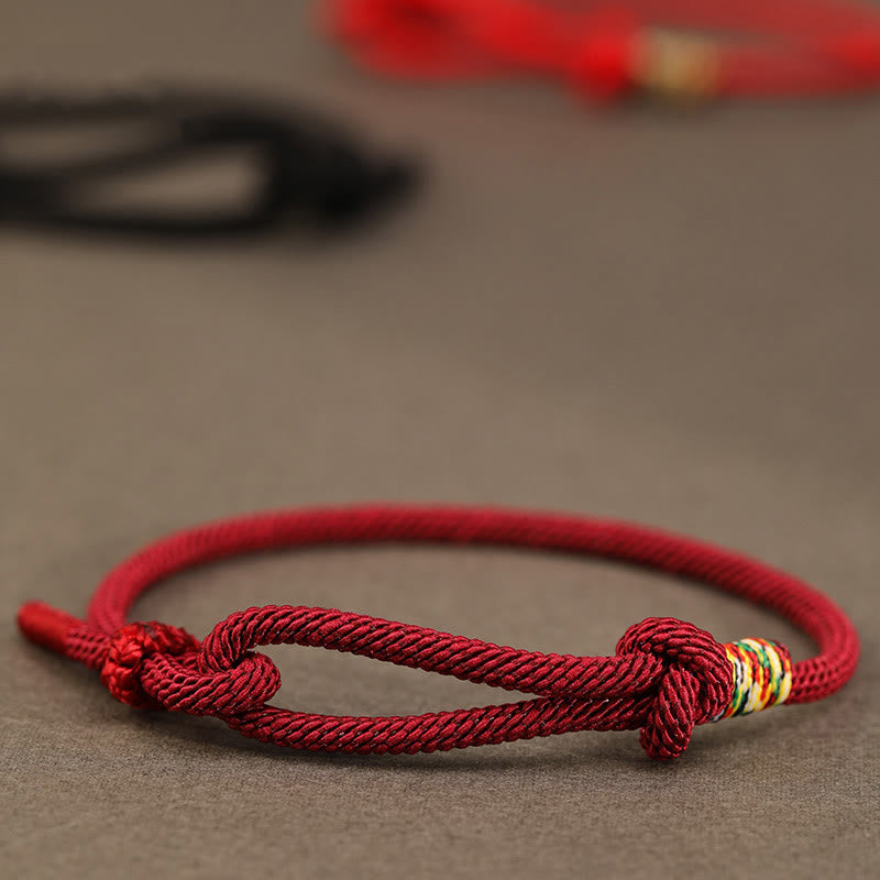 Braccialetto portafortuna con moneta in argento sterling 925 e argento sterling 999 con cordino rosso Buddha Stones - Corda rosso scuro - Filo colorato - 16-17 cm - image 0